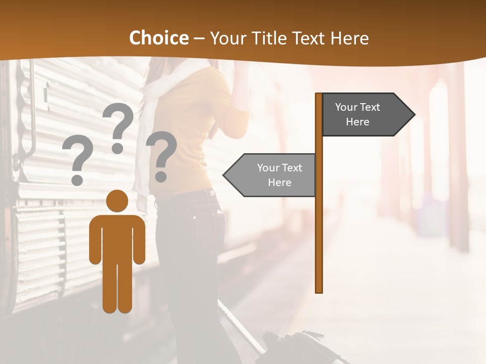 Train Station Suitcase Smiling PowerPoint Template