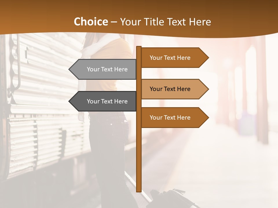 Train Station Suitcase Smiling PowerPoint Template