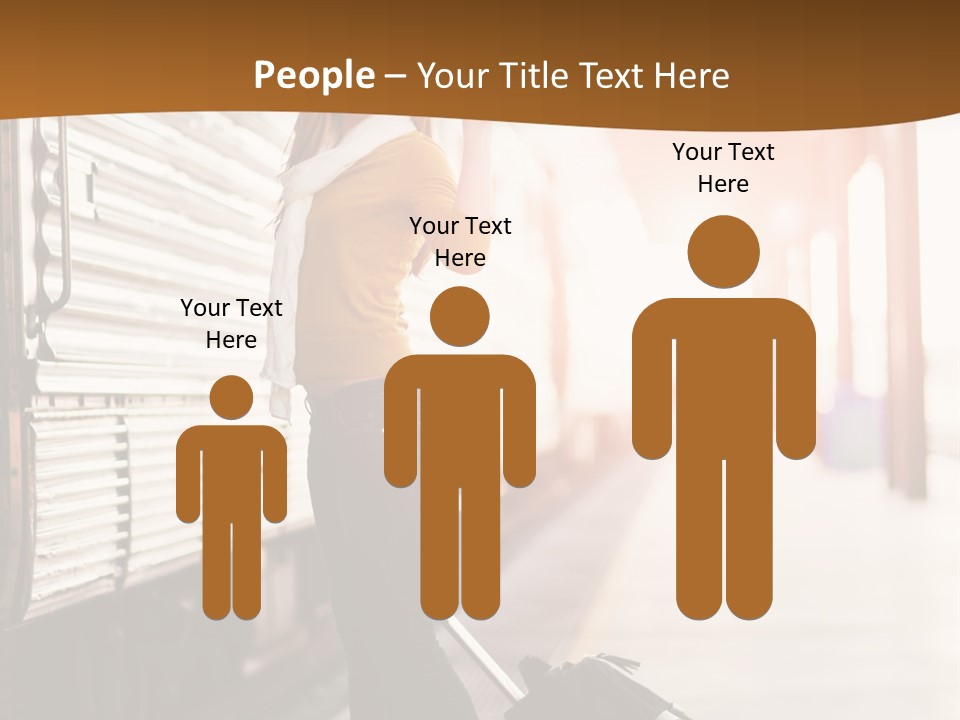 Train Station Suitcase Smiling PowerPoint Template