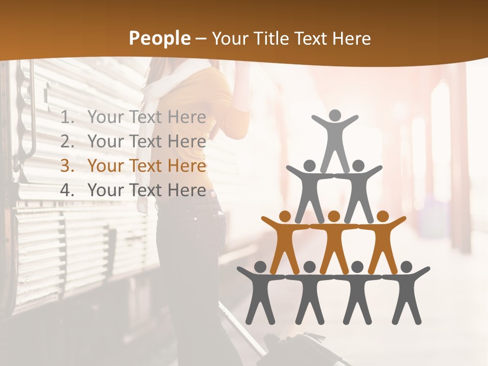Train Station Suitcase Smiling PowerPoint Template