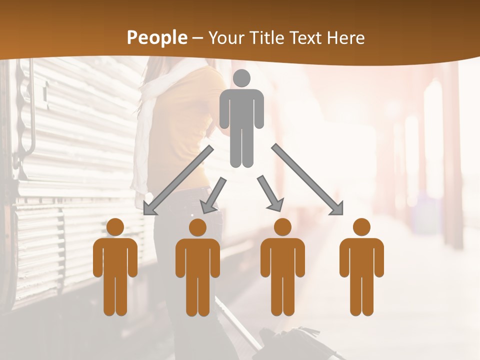 Train Station Suitcase Smiling PowerPoint Template