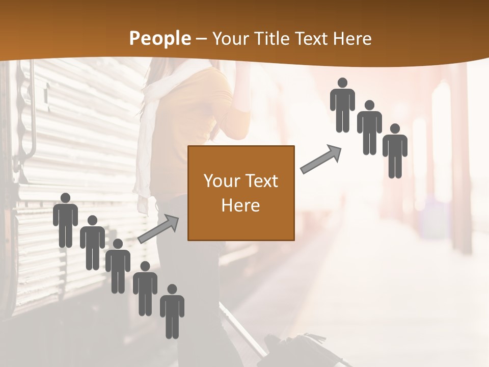Train Station Suitcase Smiling PowerPoint Template