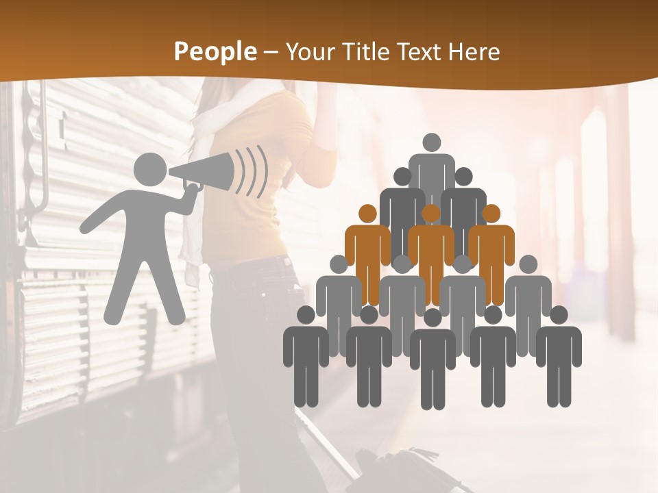 Train Station Suitcase Smiling PowerPoint Template