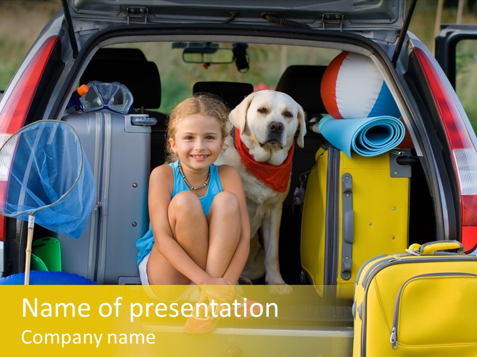 Kid Car Girl PowerPoint Template