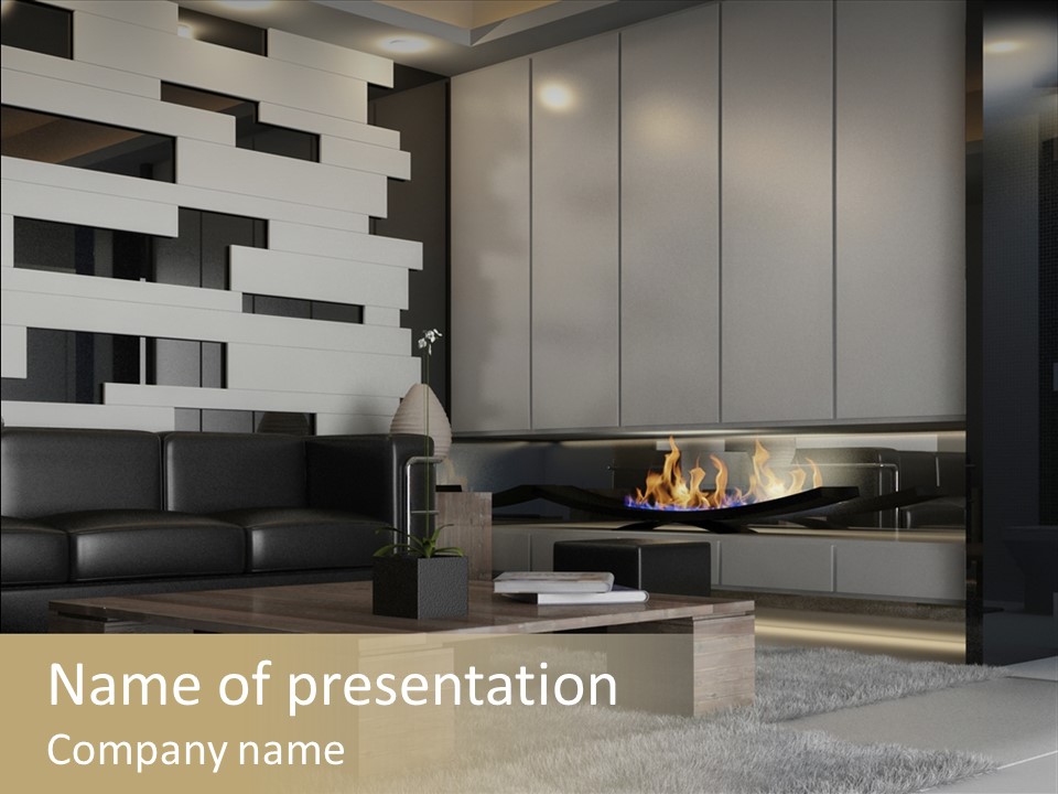 Room Apartment Twilight PowerPoint Template