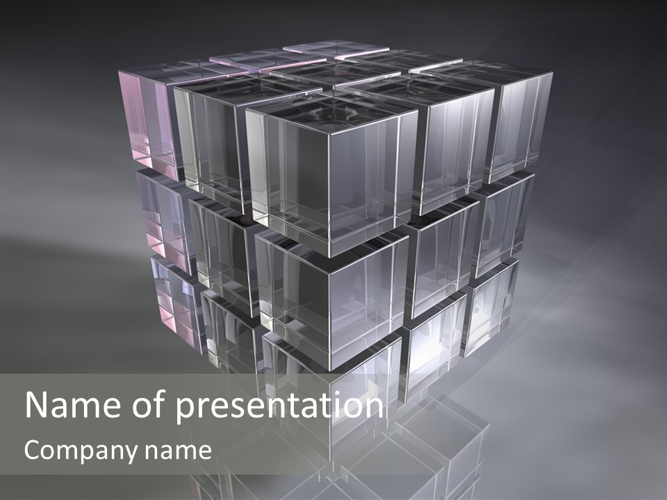 Glas Metall Quader PowerPoint Template