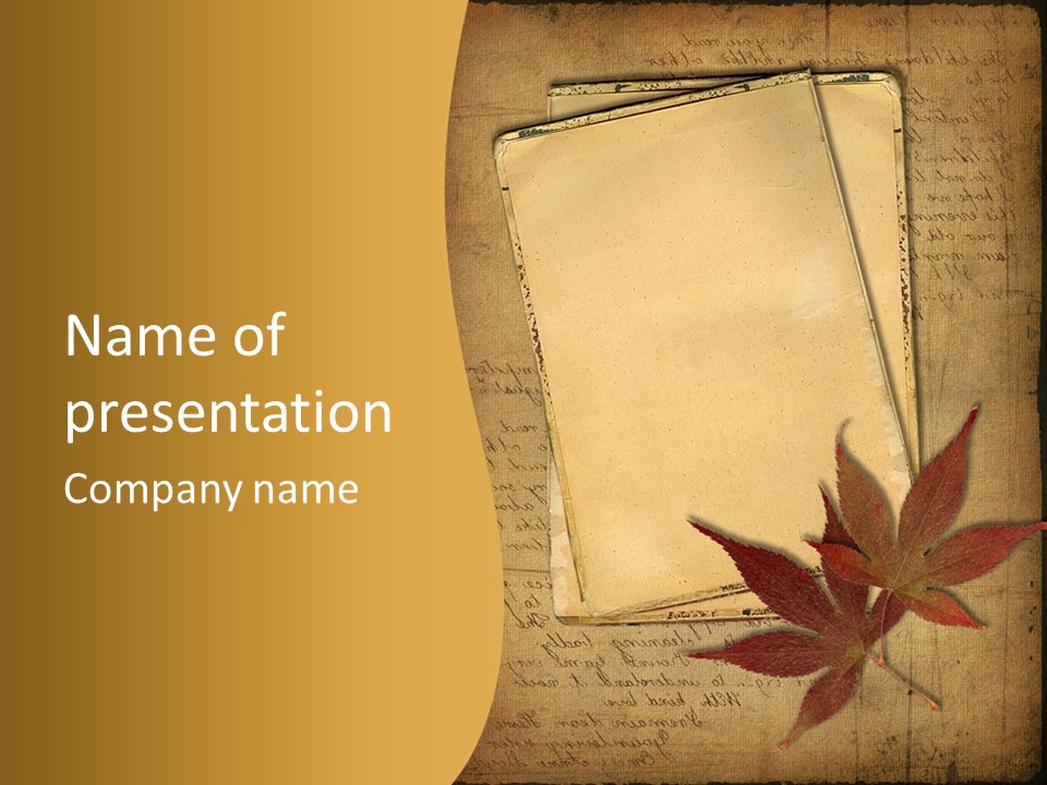 Grunge Leaf Cut PowerPoint Template