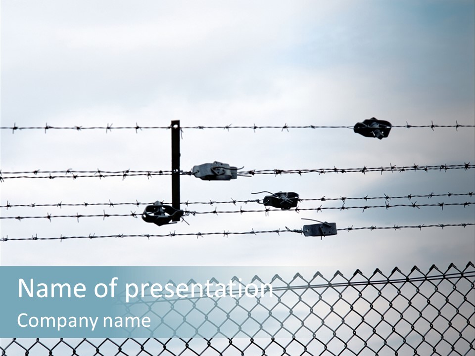 Clouds Barbed Wire Fence PowerPoint Template