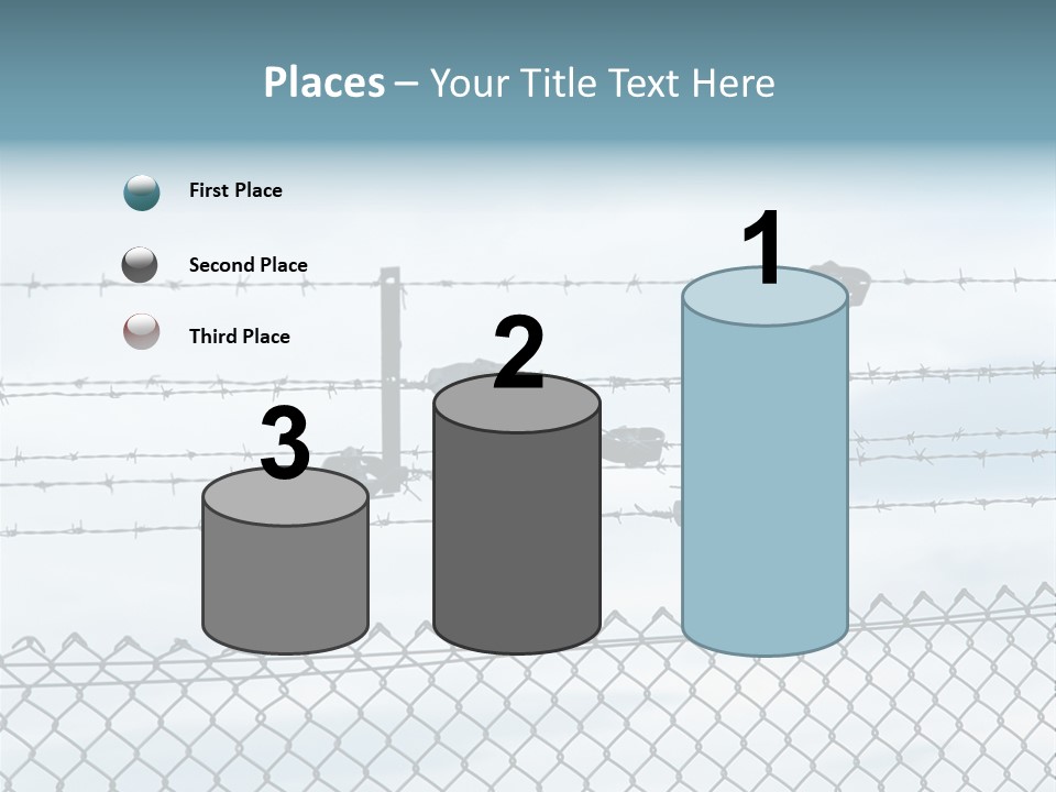 Clouds Barbed Wire Fence PowerPoint Template