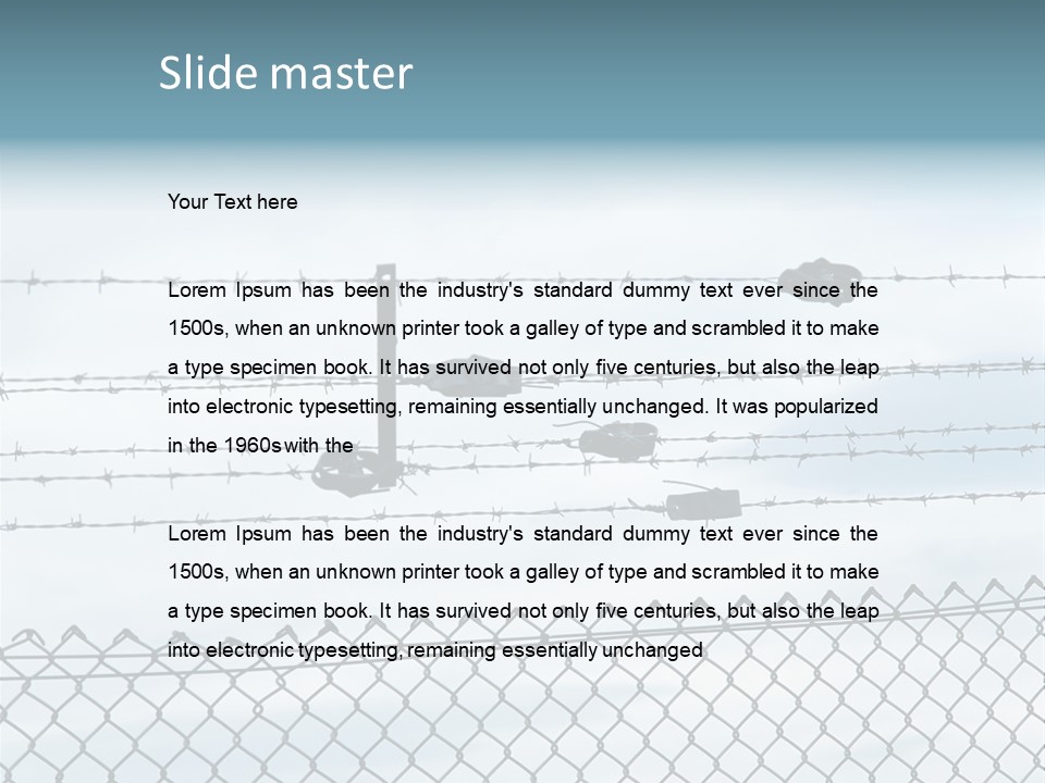 Clouds Barbed Wire Fence PowerPoint Template