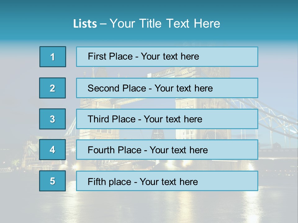 Architecture Bridge City Dark Dusk Late Lights London Ni Attraction Landmark PowerPoint Template