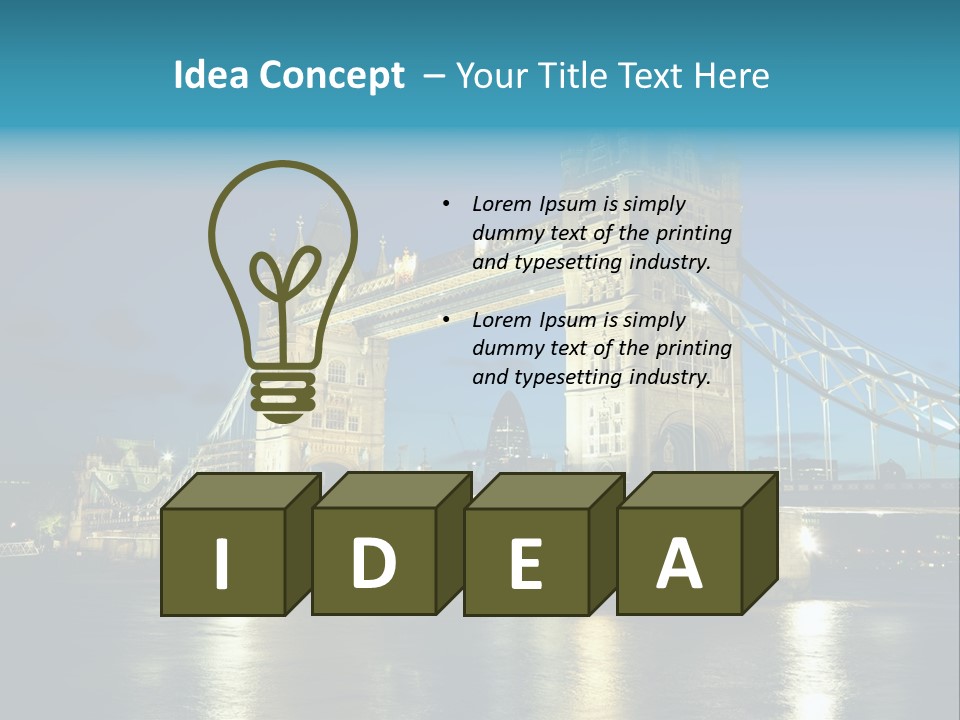 Architecture Bridge City Dark Dusk Late Lights London Ni Attraction Landmark PowerPoint Template