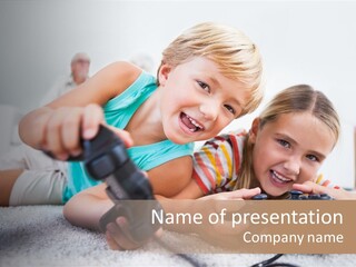 Happy Caucasian Sister PowerPoint Template