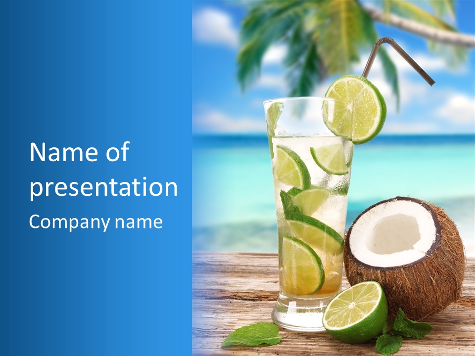 Refreshment White Caipirinha PowerPoint Template