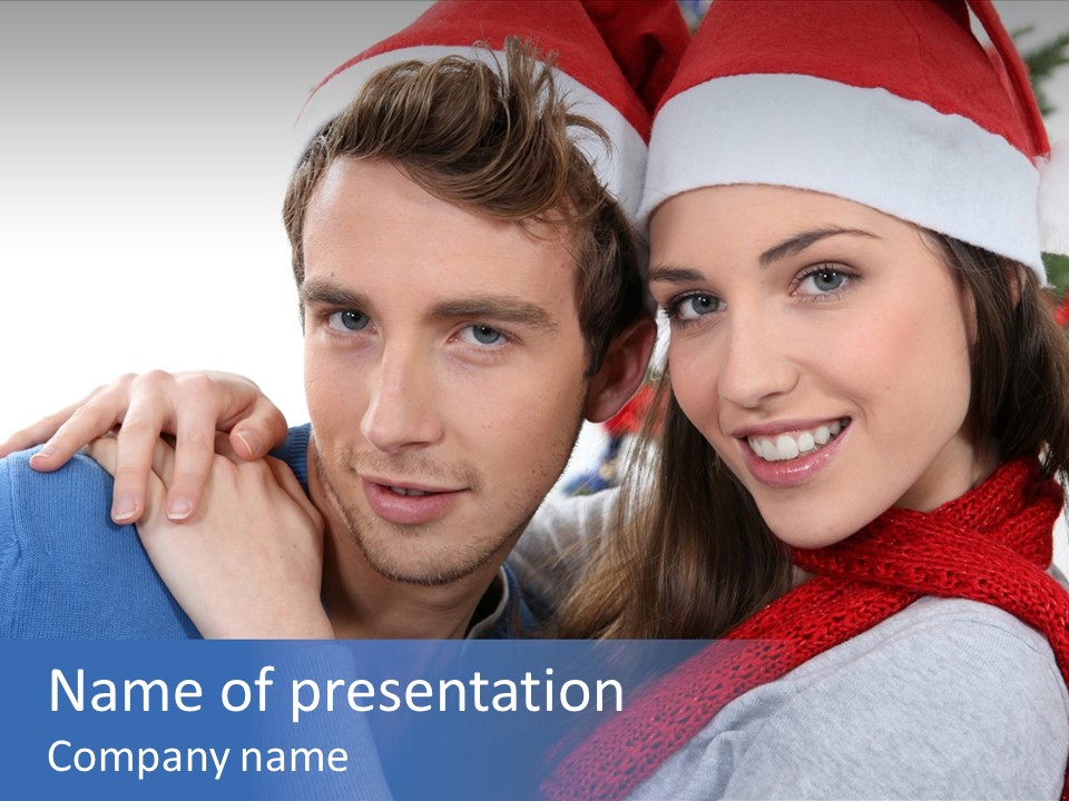 Christmas Face Couple PowerPoint Template