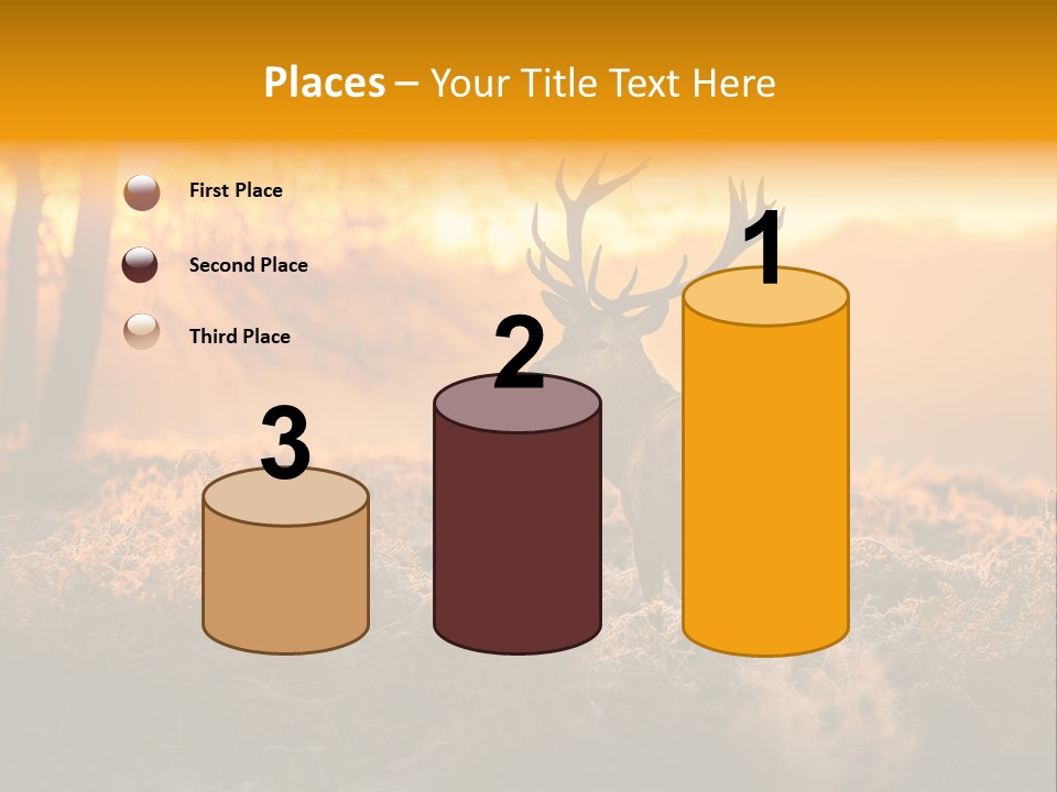 Cervus Elaphus Orange Antler PowerPoint Template