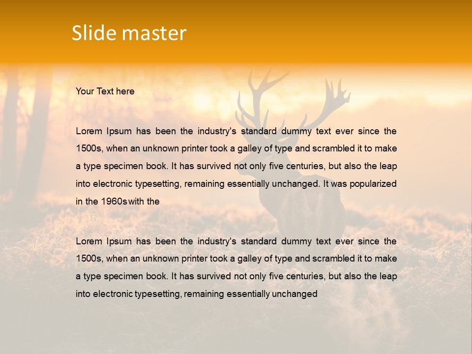 Cervus Elaphus Orange Antler PowerPoint Template