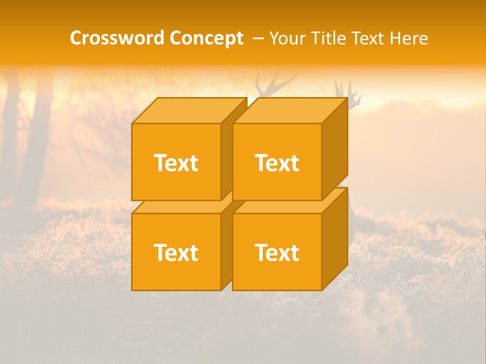 Cervus Elaphus Orange Antler PowerPoint Template