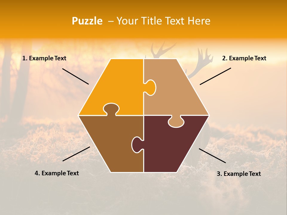 Cervus Elaphus Orange Antler PowerPoint Template