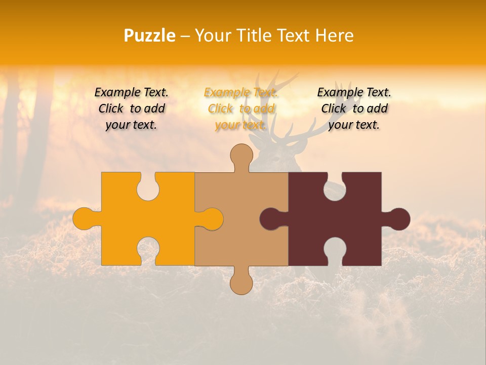 Cervus Elaphus Orange Antler PowerPoint Template