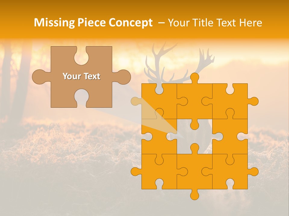 Cervus Elaphus Orange Antler PowerPoint Template