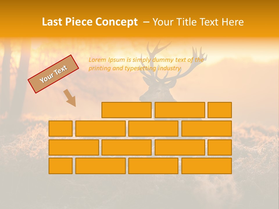 Cervus Elaphus Orange Antler PowerPoint Template