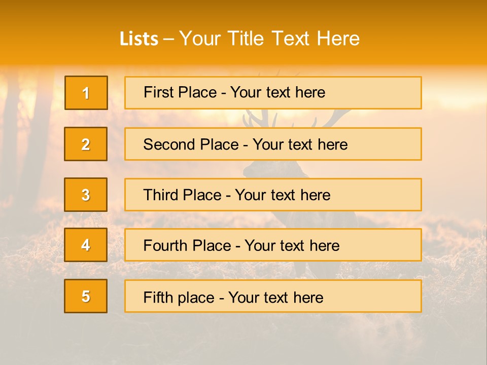 Cervus Elaphus Orange Antler PowerPoint Template
