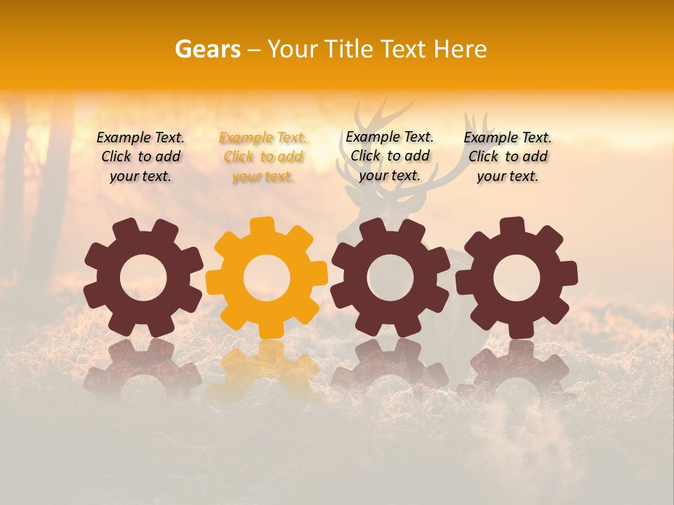 Cervus Elaphus Orange Antler PowerPoint Template