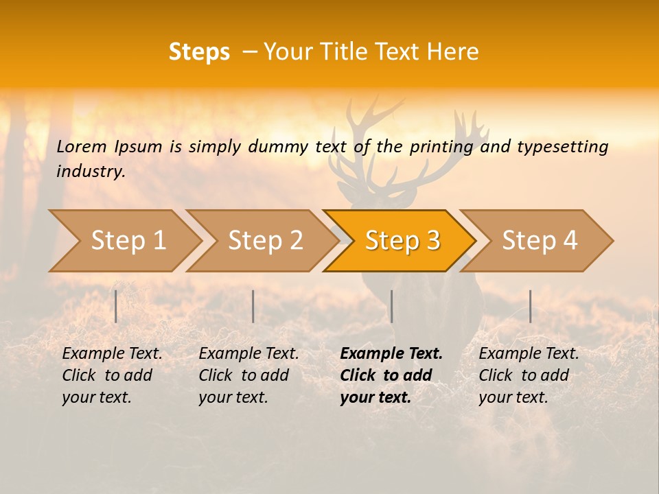 Cervus Elaphus Orange Antler PowerPoint Template