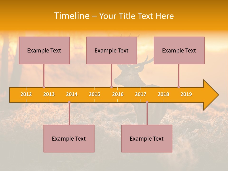 Cervus Elaphus Orange Antler PowerPoint Template