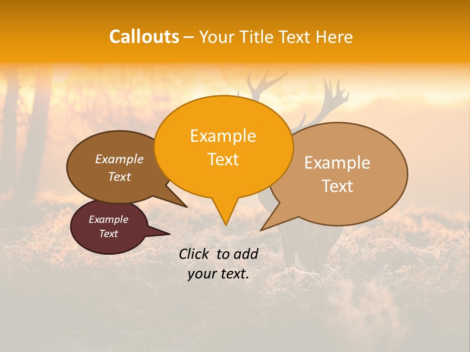 Cervus Elaphus Orange Antler PowerPoint Template