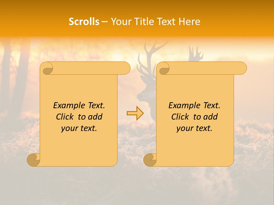 Cervus Elaphus Orange Antler PowerPoint Template