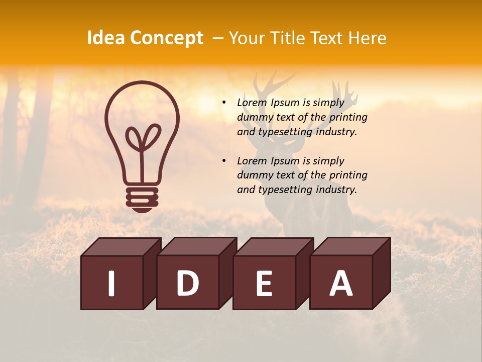 Cervus Elaphus Orange Antler PowerPoint Template