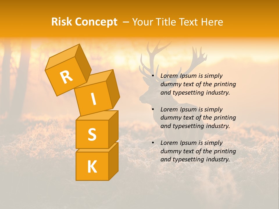 Cervus Elaphus Orange Antler PowerPoint Template