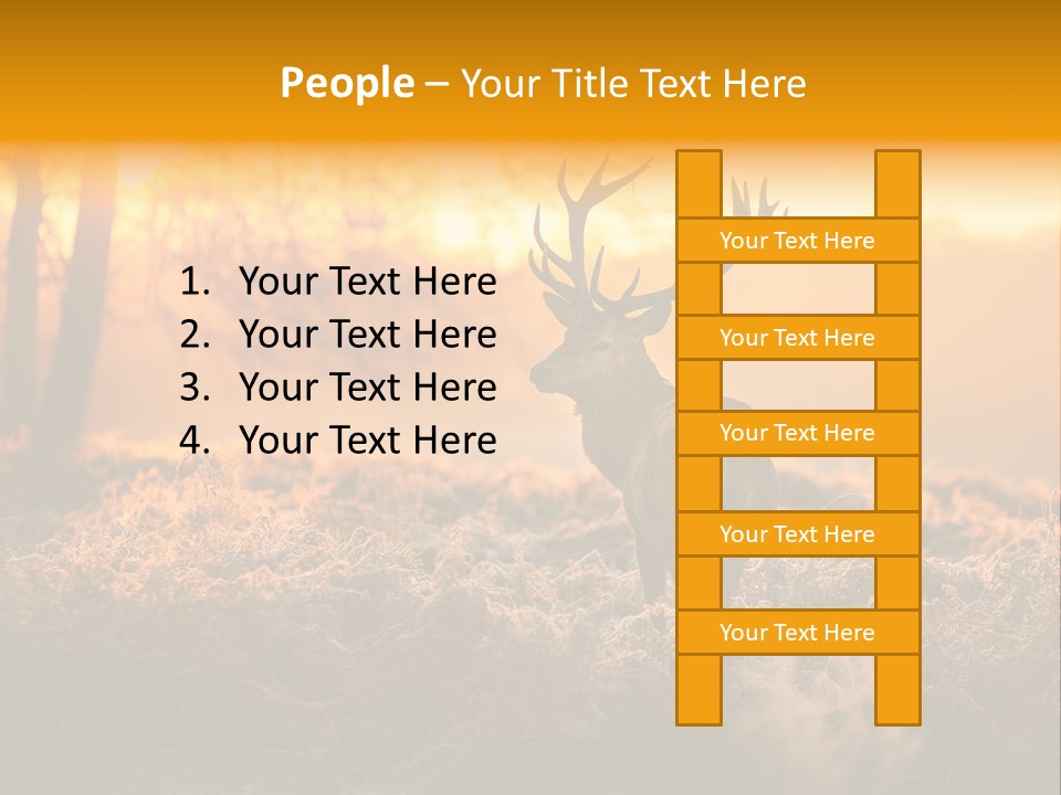 Cervus Elaphus Orange Antler PowerPoint Template