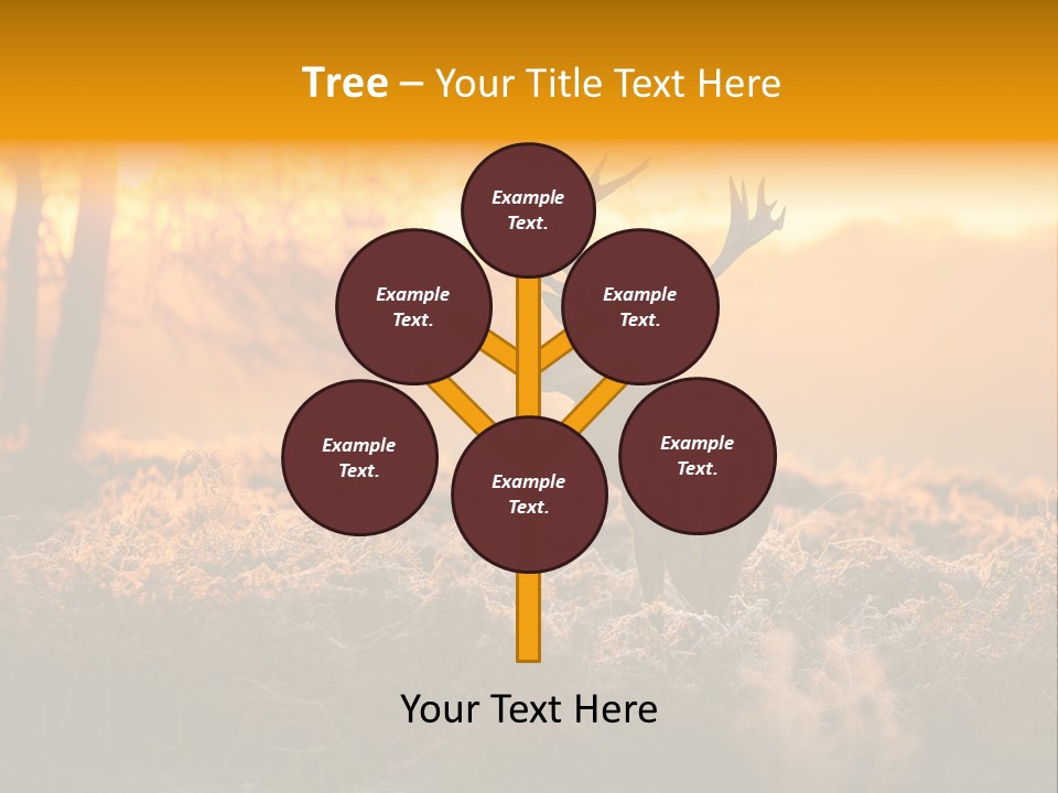 Cervus Elaphus Orange Antler PowerPoint Template