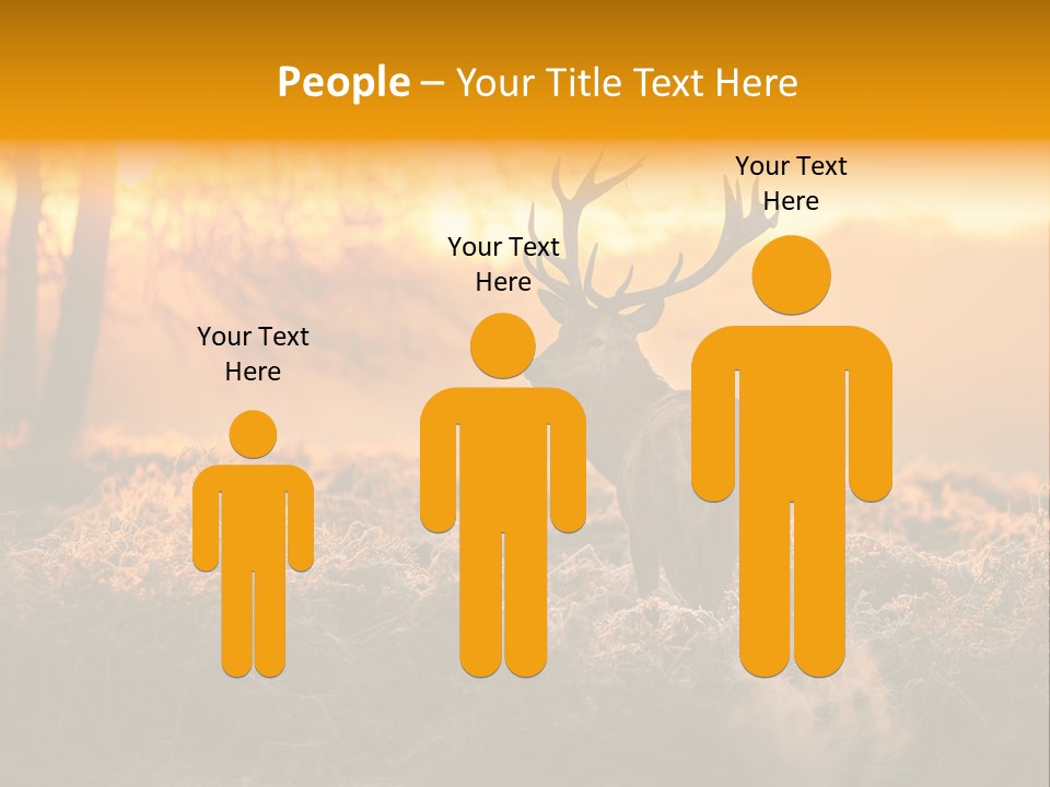 Cervus Elaphus Orange Antler PowerPoint Template