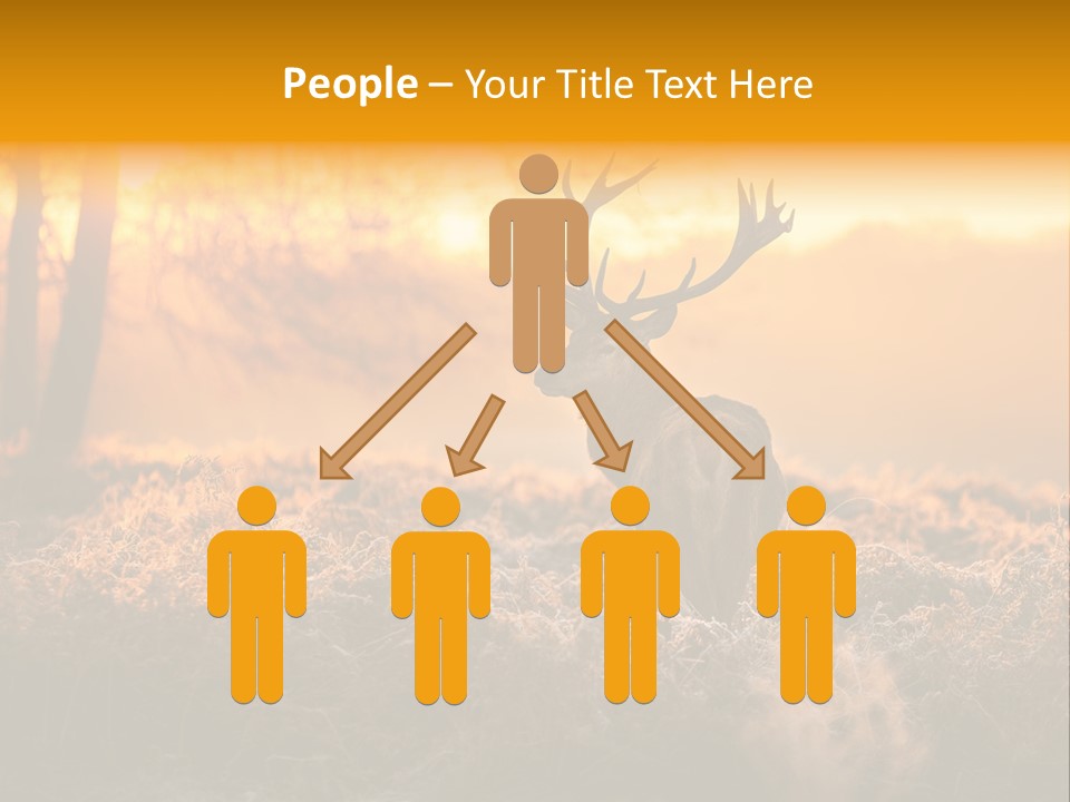 Cervus Elaphus Orange Antler PowerPoint Template