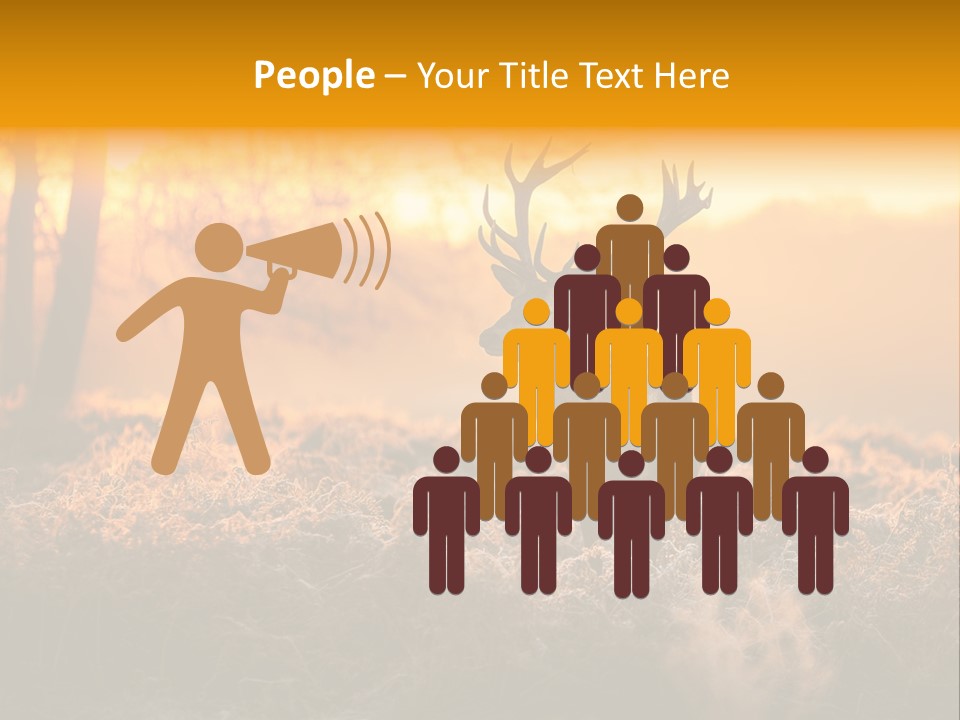Cervus Elaphus Orange Antler PowerPoint Template