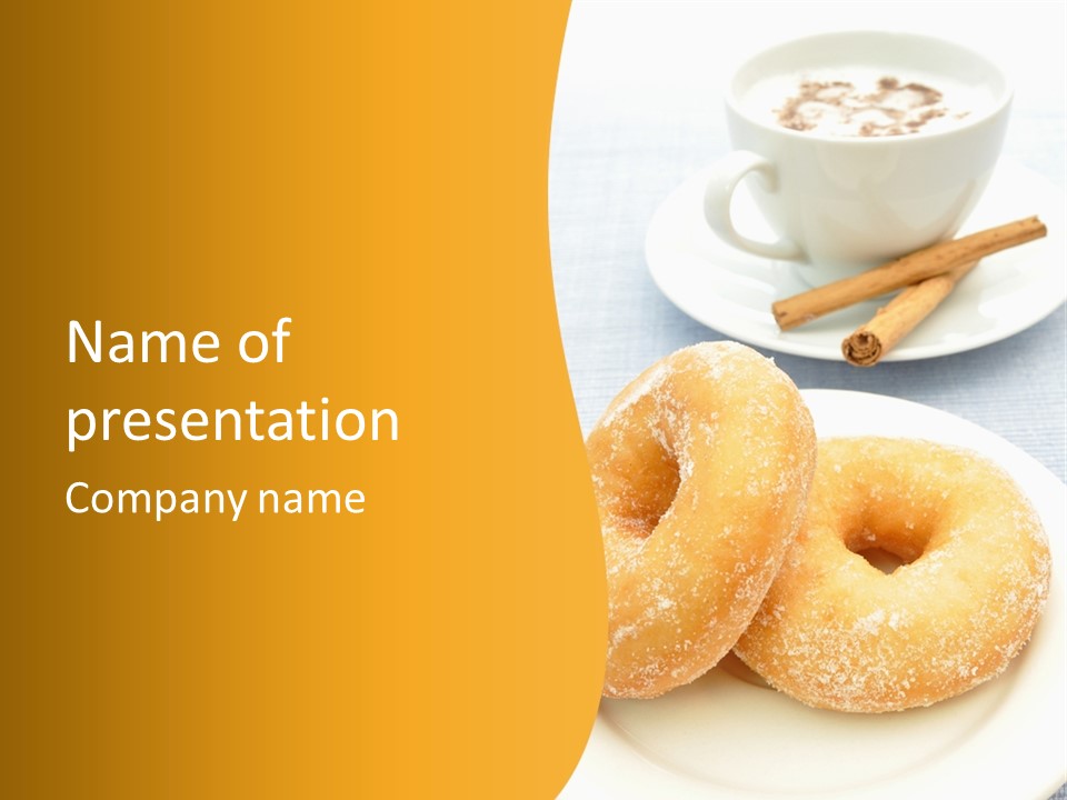 Cakesweettreatsnack Glazed Donutdoughnutcoffeeround PowerPoint Template