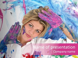 Playing Blond Painter PowerPoint Template