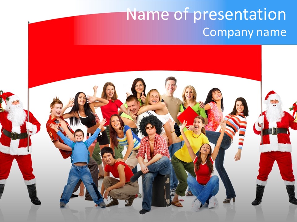 Surprised Group Celebration PowerPoint Template