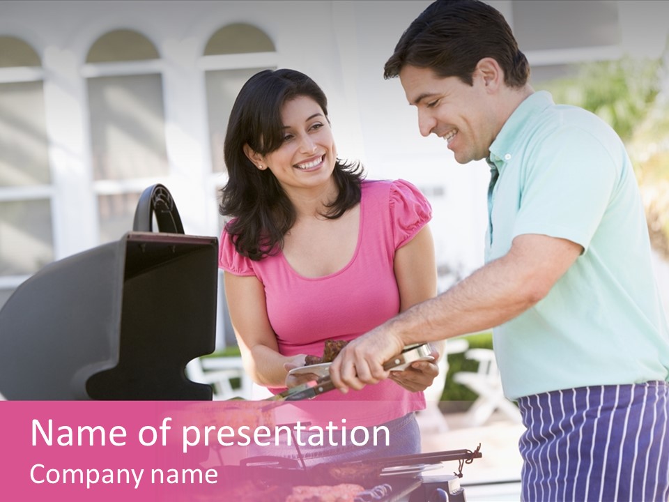 Husband Smiling Holding PowerPoint Template