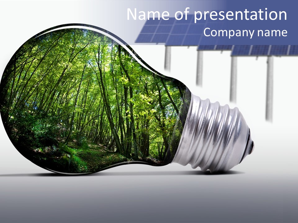 Green Photovoltaic Bulb PowerPoint Template