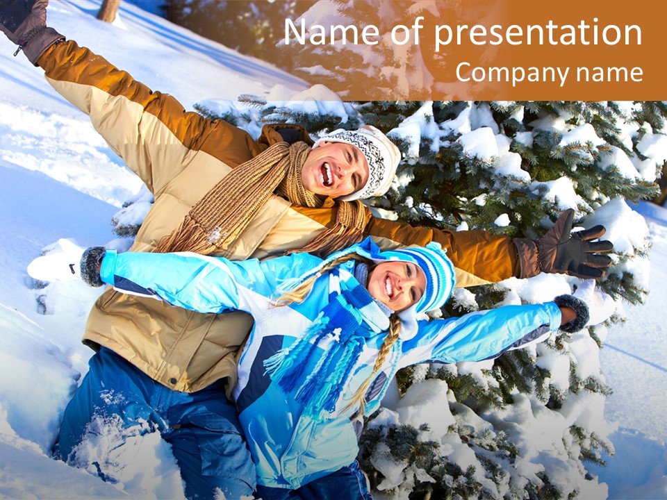 Snowy Sport Hugging PowerPoint Template