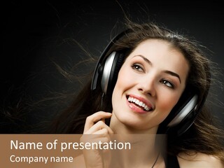 Audio Caucasian Headphone PowerPoint Template