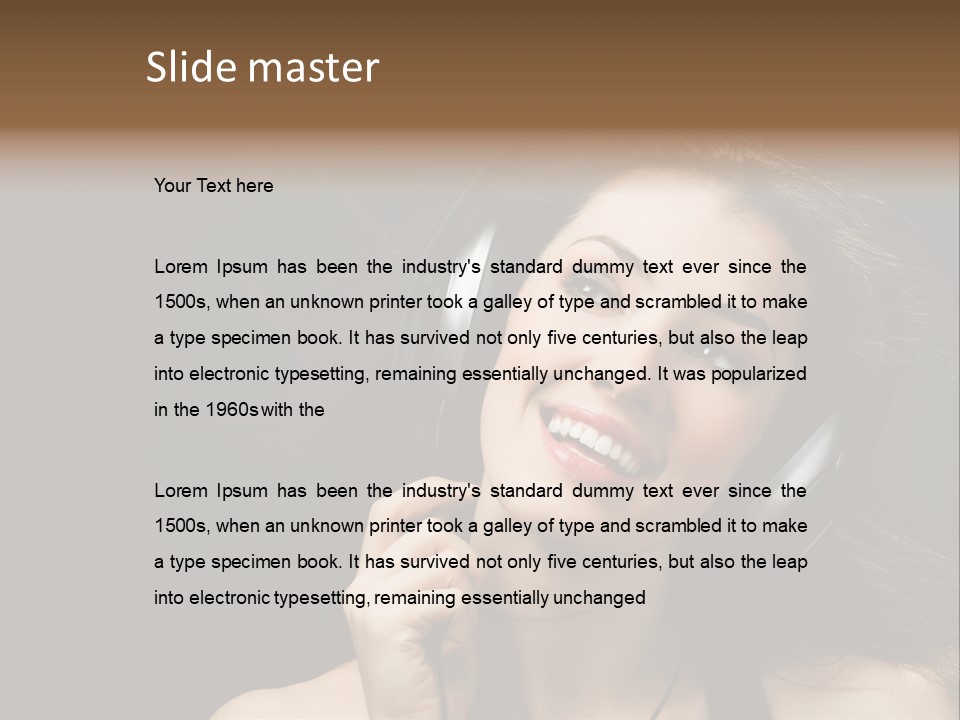 Audio Caucasian Headphone PowerPoint Template
