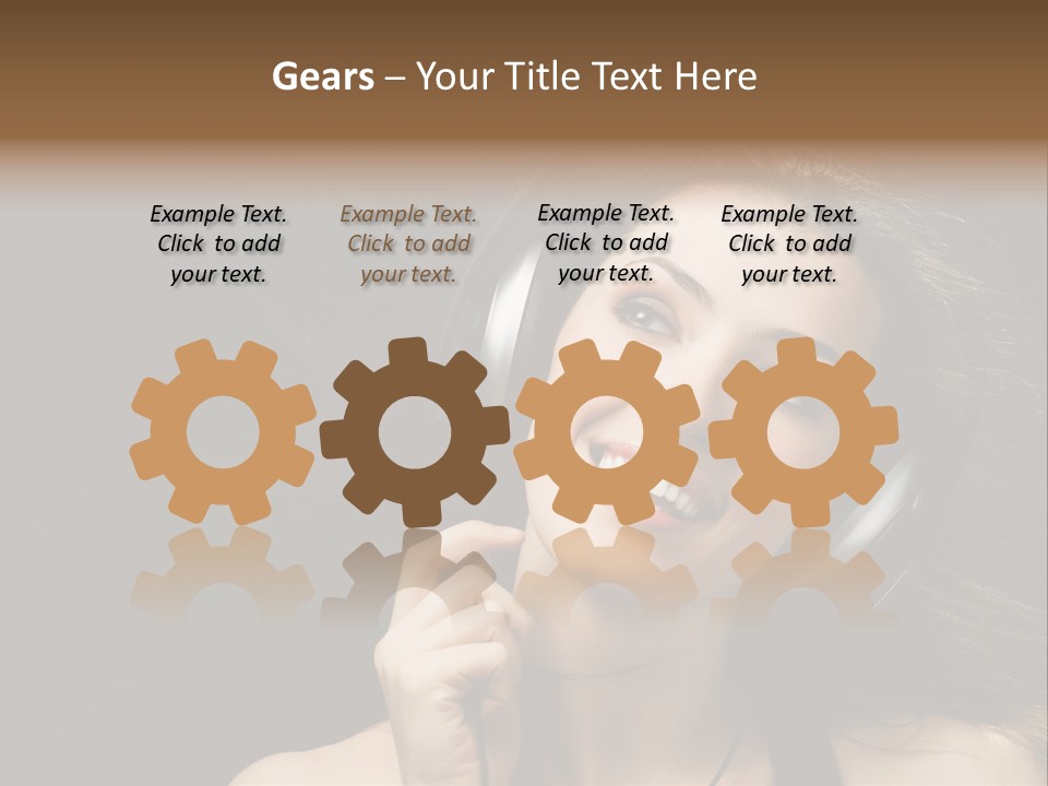 Audio Caucasian Headphone PowerPoint Template