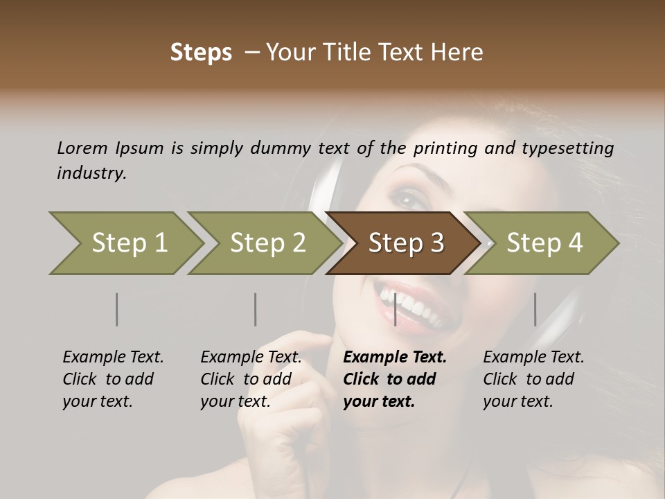 Audio Caucasian Headphone PowerPoint Template