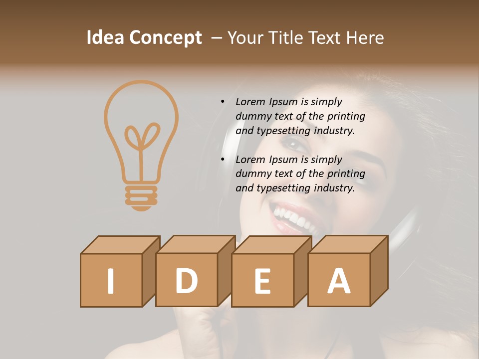 Audio Caucasian Headphone PowerPoint Template